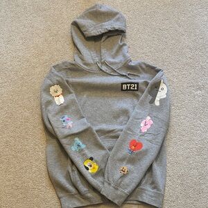 BT21 Gray Hoodie with Character Graphics